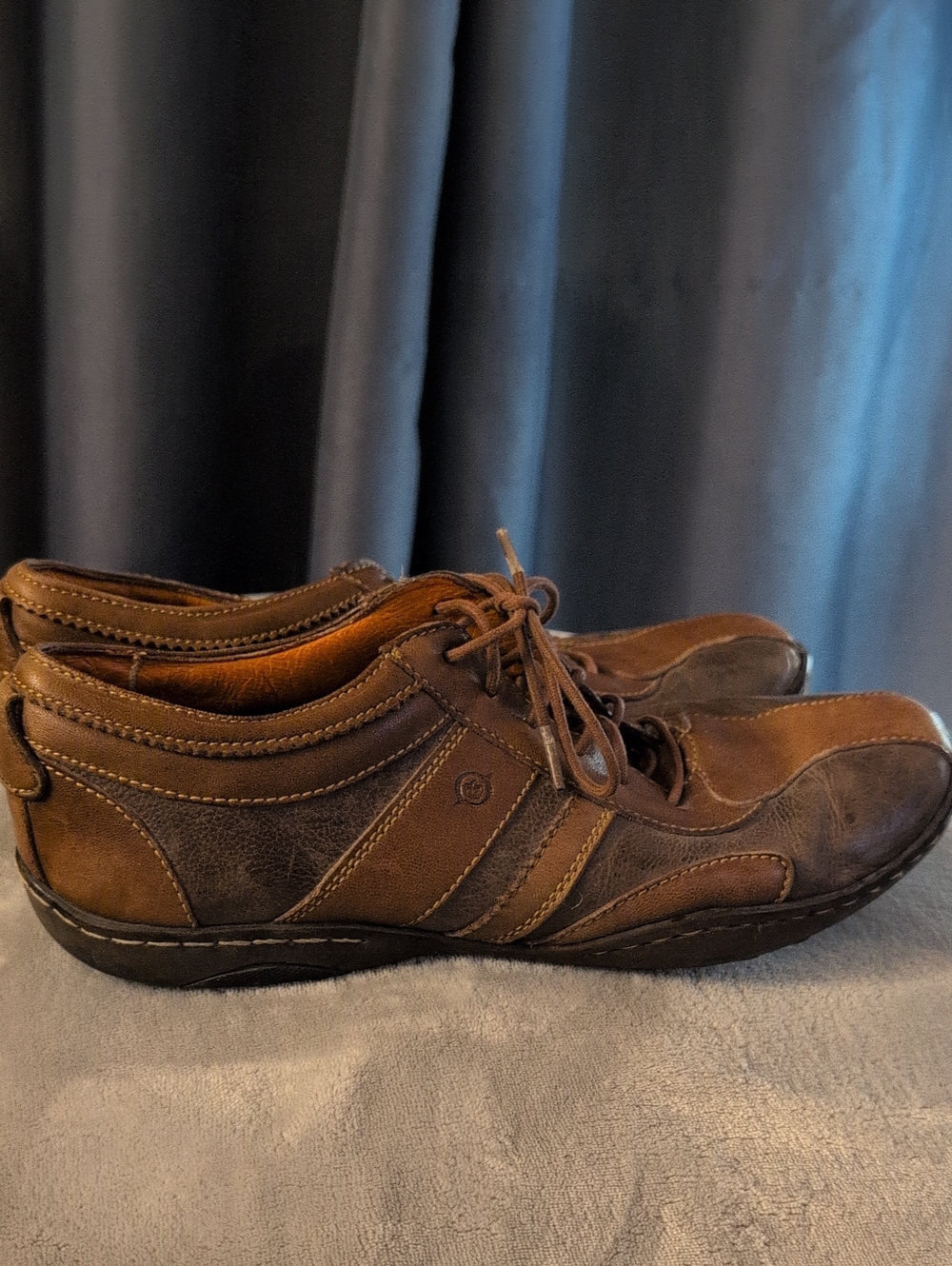 Born Men's Brown Leather Lace-Up Slip-On Loafers